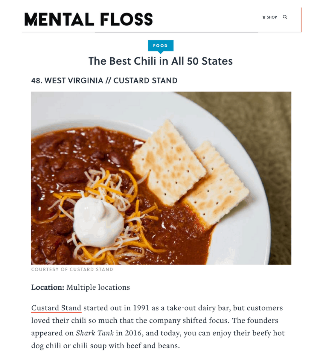 Custard Stand Chili Mental Floss Best Chili in 50 States